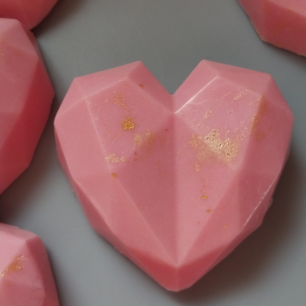 Pink Heart-Shaped Soap with Gold Accents